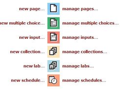Different elements you can create in the system.