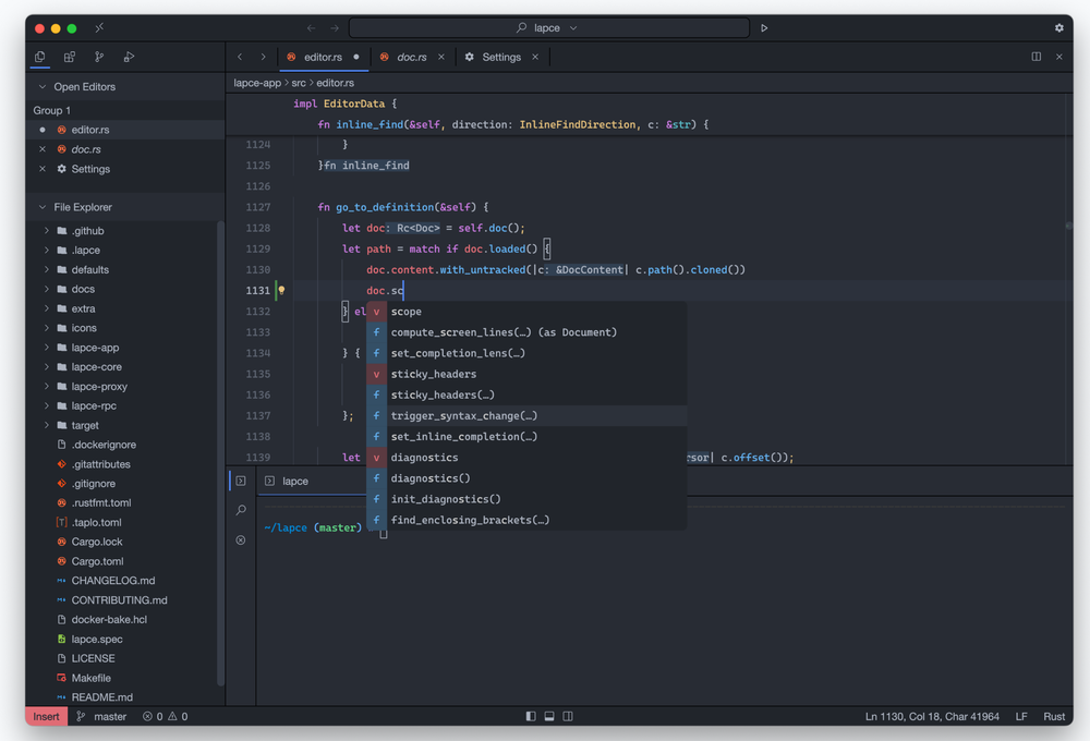 Lapce Screenshot 1