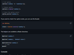 Laravel Options Screenshot 1