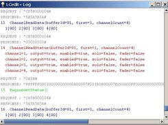 Log of commands issued by LCEdit+ and response from Lanbox.