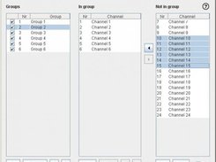 Channel group definition window (assign channels to groups)