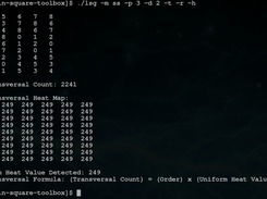 The Latin Square Generator Tool generates an order-9 super-symmetric Latin square, counts the number of its transversals, and prints its heat map (with uniform heat values) in human-readable form
