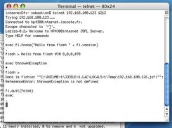 Laziza-0.2 Using a telnet client to execute JSFL operations.