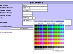 Event editable view with color select box openend