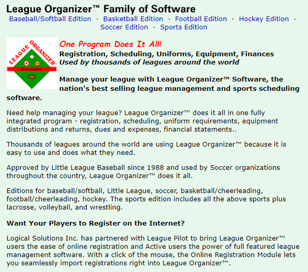 League Organizer Screenshot 1
