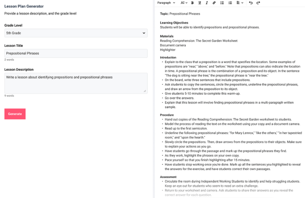 LessonPlans.ai Screenshot 1