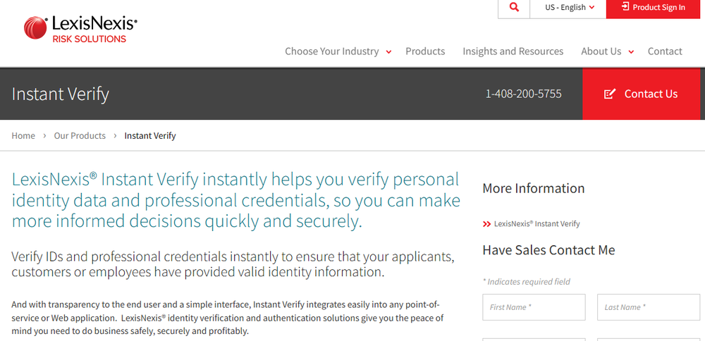 LexisNexis Instant Verify Screenshot 1