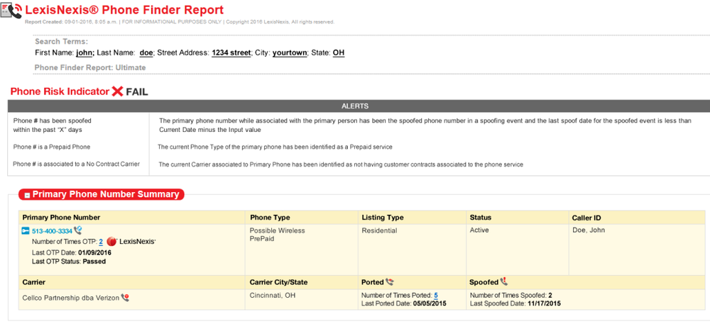 LexisNexis Phone Finder Screenshot 1