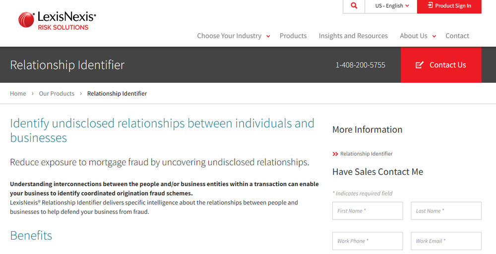 LexisNexis Relationship Identifier Screenshot 1