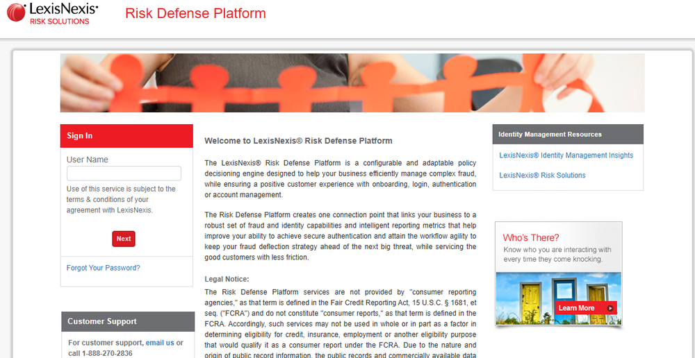 LexisNexis Risk Defense Platform Screenshot 1