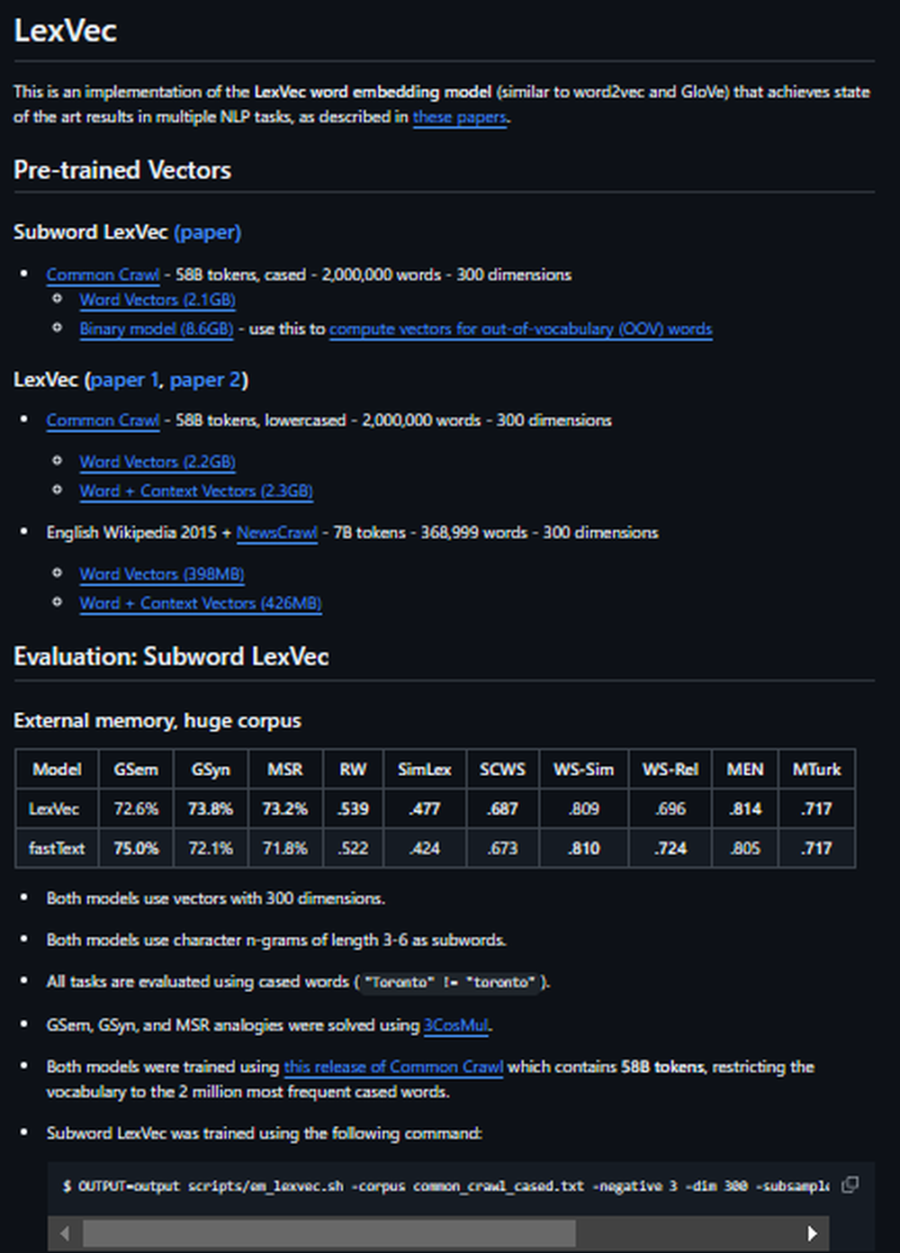 LexVec Screenshot 1