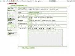 The form for editing a page. (It's the same form as adding.