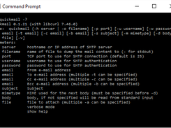 Screenshot of quickmail command line help on Windows