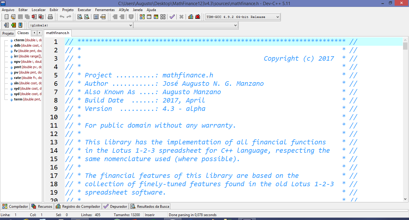 Lib Finance Math GCC (C++) Lotus 123