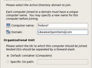 Likewise Open Domain Join Utility on Fedora