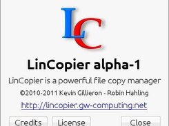 LinCopier 0.1 alpha-1 about dialog