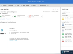 Manage Documents via Email: Save files directly from Outlook to the matter plan with our Docrio Email feature.