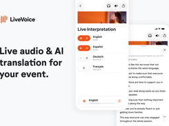 The LiveVoice listener app on a smartphone.