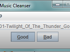 The rating screen. It tells you what file is currently playing. Just press Good or Bad