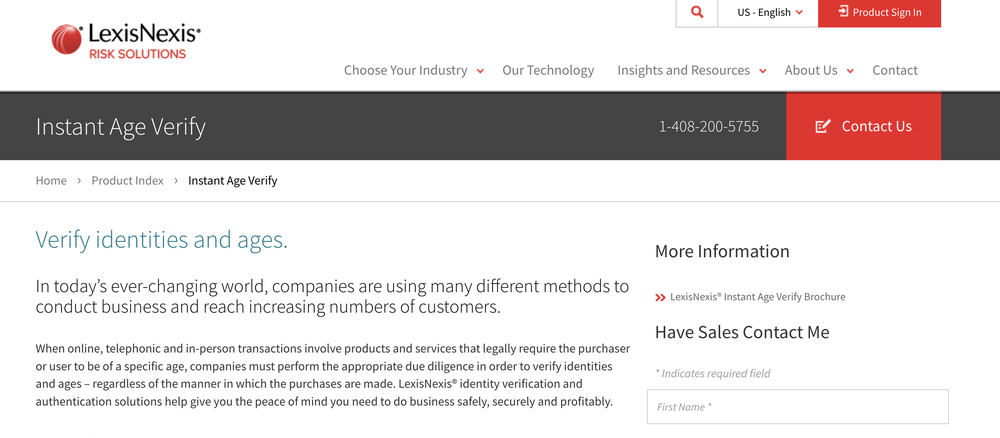 LexisNexis Instant Age Verify Screenshot 1