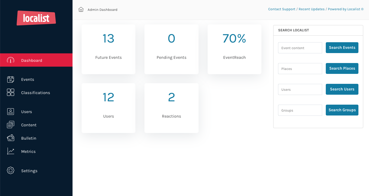 Manage all your events from an easy-to-use Admin Dashboard.