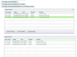 Log4F test app showing debug console in Panel & TitleWindow