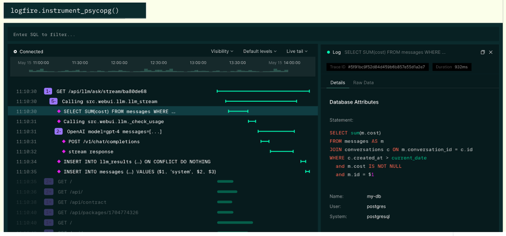 Logfire Screenshot 1