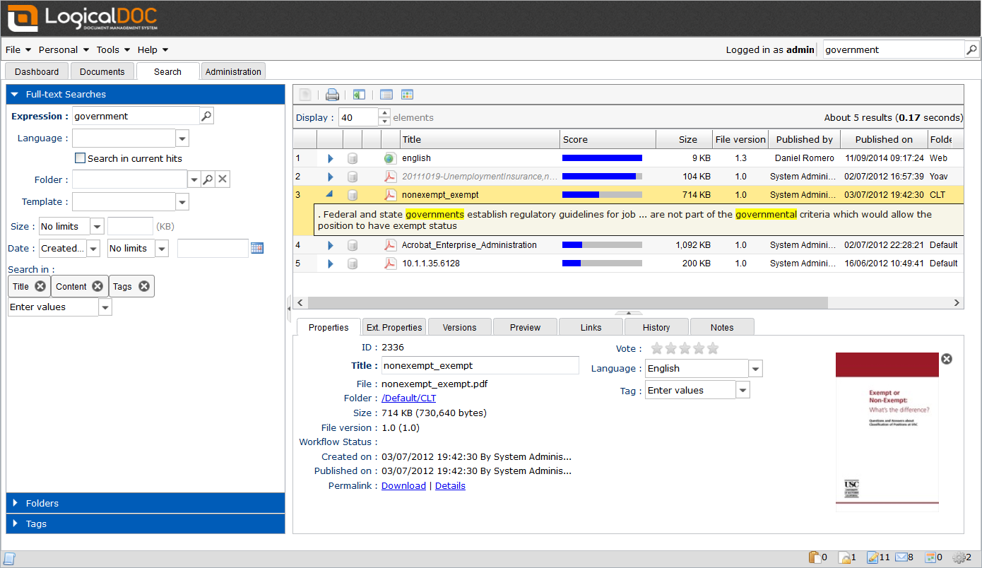 Управление документами LogicalDOC — DMS :: Управление знаниями :: Анализ информации