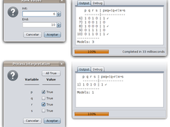 Rank values for processing a logic formula (top). Process only one interpretation (bottom)