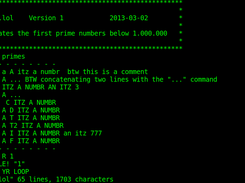 lolcode source in vi