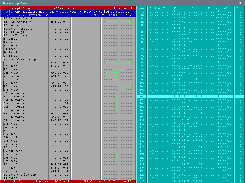 tracker on the right, and showing OpenMPT channel colors