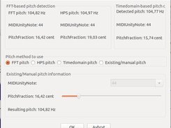 Pitch detection dialog