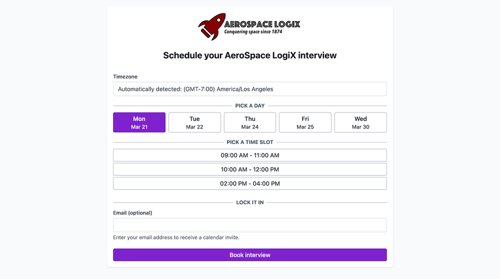 With LoopWise, your candidates can book their own interviews.