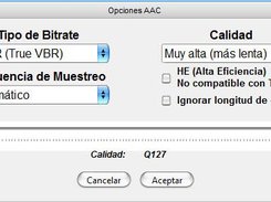 La ventana de opciones AAC