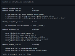 Luacheck Screenshot 1
