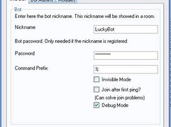 Configuration window, Tab bot options