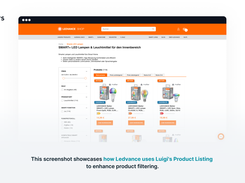 This screenshot showcases how Ledvance uses Luigi's Product Listing to enhance product filtering.