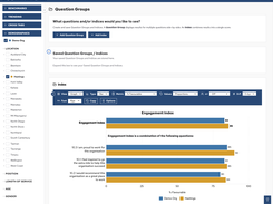 Select any questions across the survey to appear on the same charts, and create indices