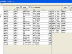 Scheduler showing league schedule and field availability