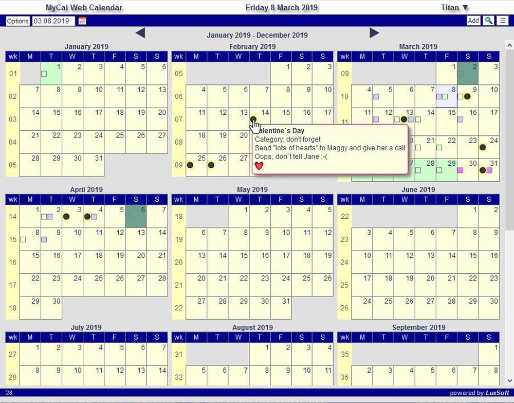 LuxCal Screenshot 1