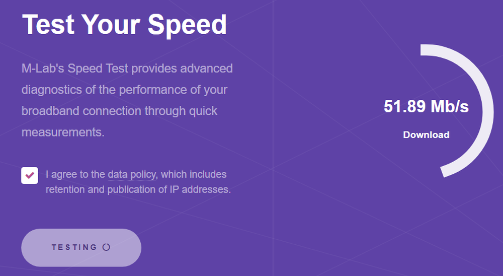 M-Lab Speed Test Screenshot 1
