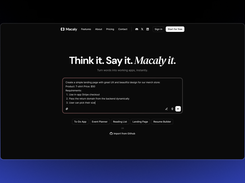 Main interface with text input and project template options.