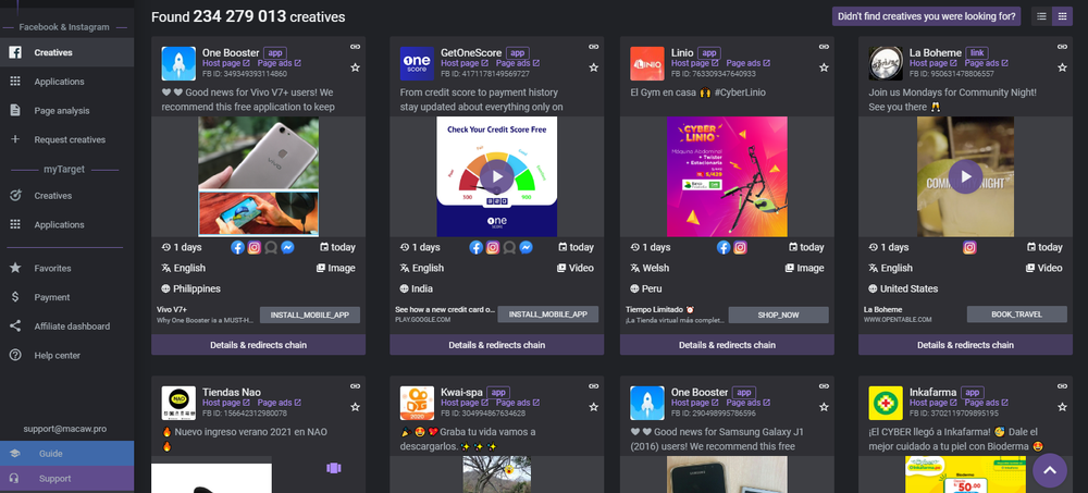 Macaw.pro has over 230 million creatives from all over the world, and their number is growing by 1-2 million per day.