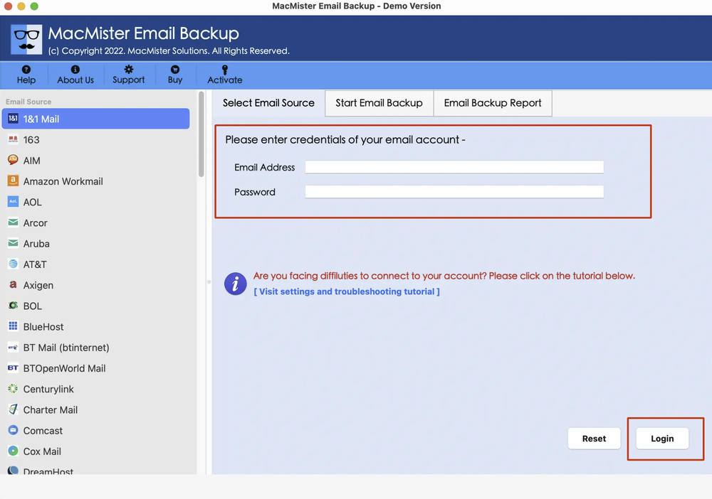 MacMister Email Backup Screenshot 1