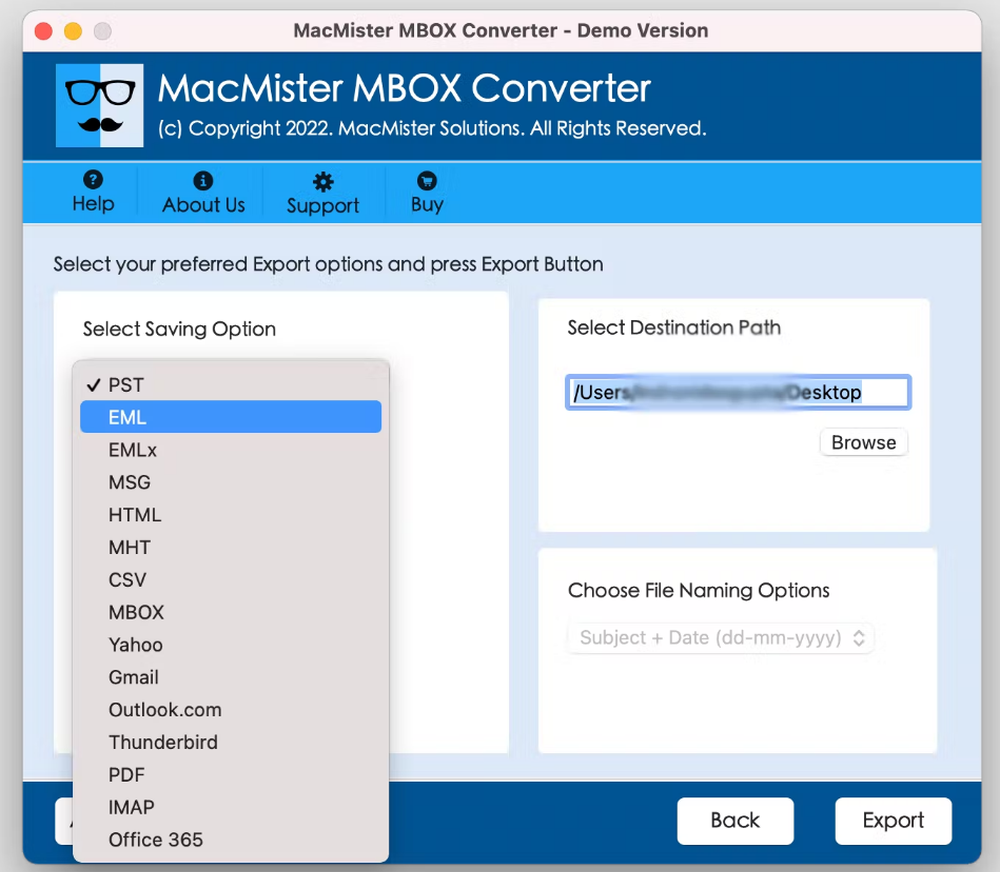 MacMister MBOX Converter Screenshot 1