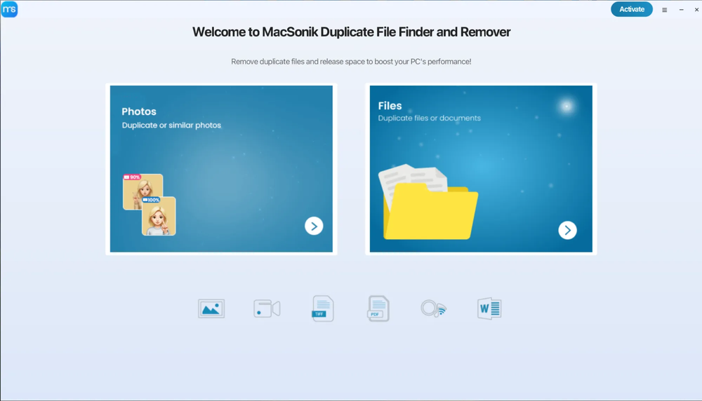 Download and install the MacSonik Duplicate File Finder and Remover on your system.