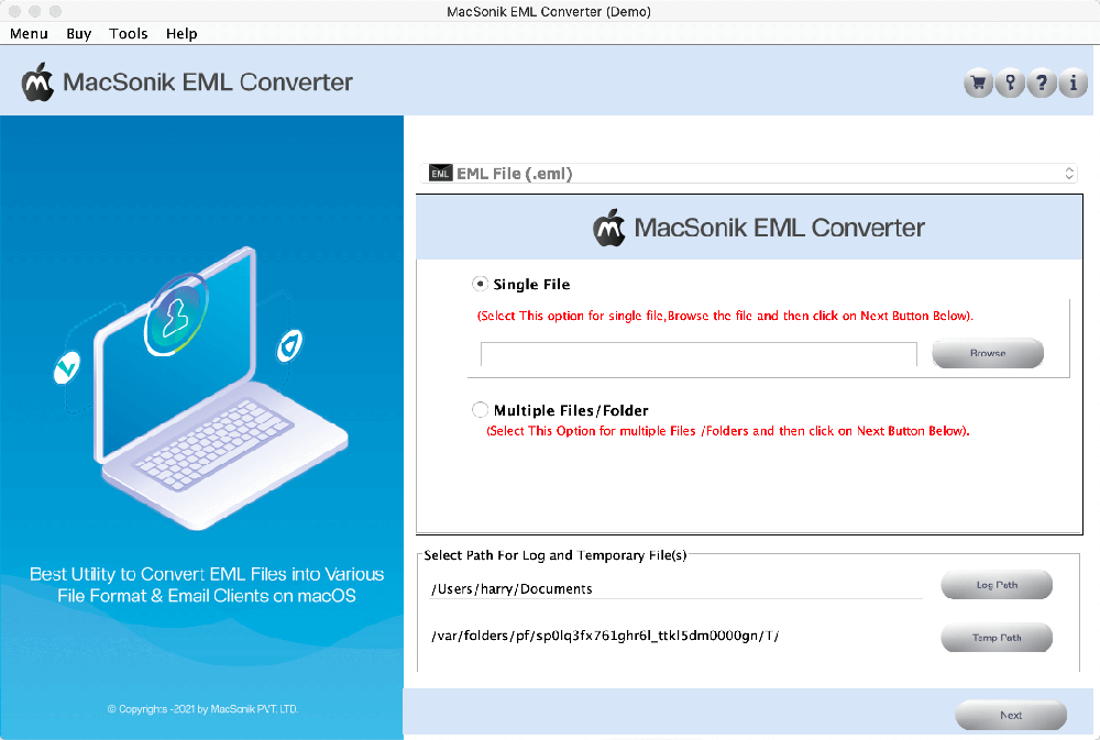 MacSonik EML Converter Tool Screenshot 1