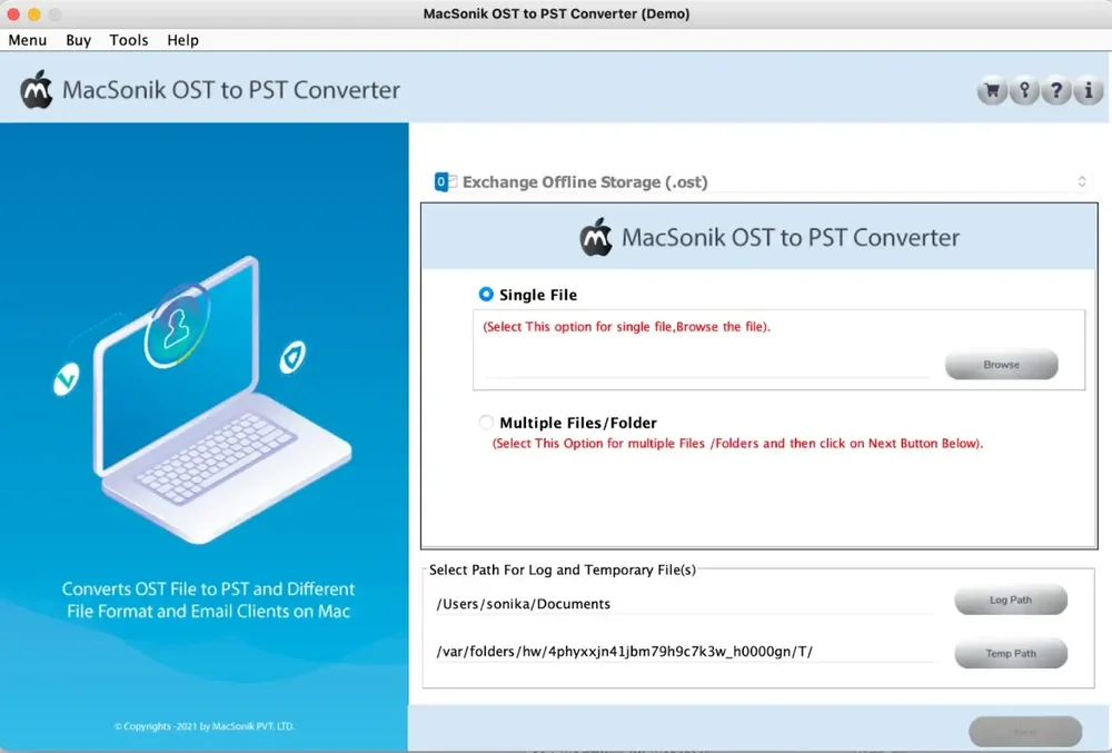 MacSonik OST to PST Converter Screenshot 1