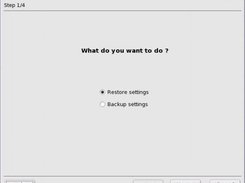 choose operating mode : backup or restore settings