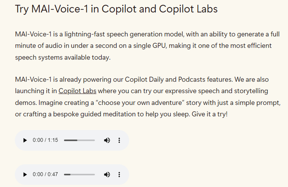 MAI-Voice-1 Screenshot 1